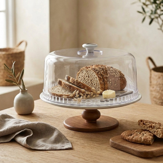 Serving Platter with Wooden Base